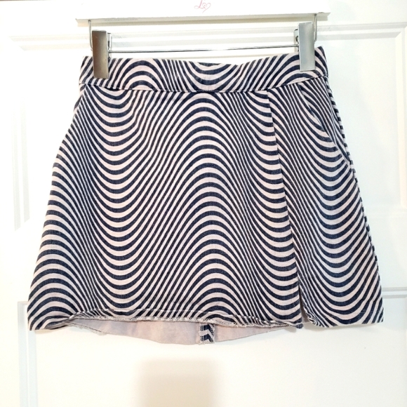 Altar'd State Jean Stripe Mini Skirt Womens S Blue Off White Denim - Picture 1 of 11